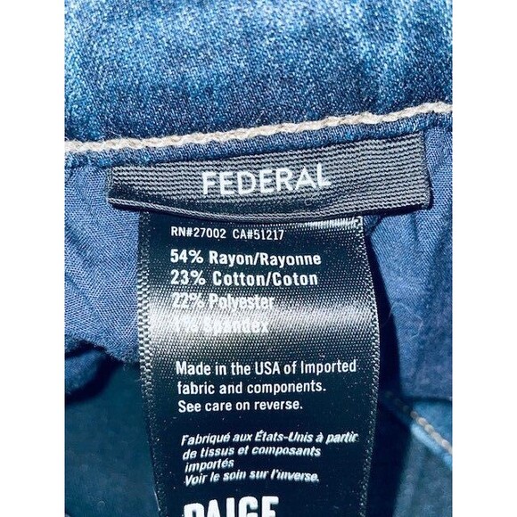 Paige Jeans Mens Size 32 Dark Blue Federal Slim Straight Soft Stretch Denim USA - Picture 11 of 14